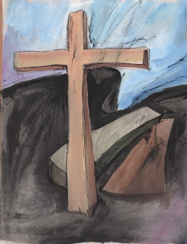 Peinture intitulée "Au tombeau" par Pierre Andrillon (Jasinski), Œuvre d'art originale, Acrylique