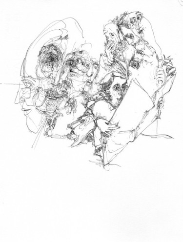 Drawing titled "La Place" by Pierre Andrillon (Jasinski), Original Artwork, Ink