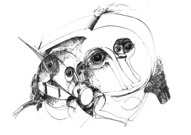 Dibujo titulada "Covid-19 contaminé9" por Pierre Andrillon (Jasinski), Obra de arte original, Tinta