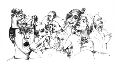 Zeichnungen mit dem Titel "Covid-19 contaminé26" von Pierre Andrillon (Jasinski), Original-Kunstwerk, Tinte