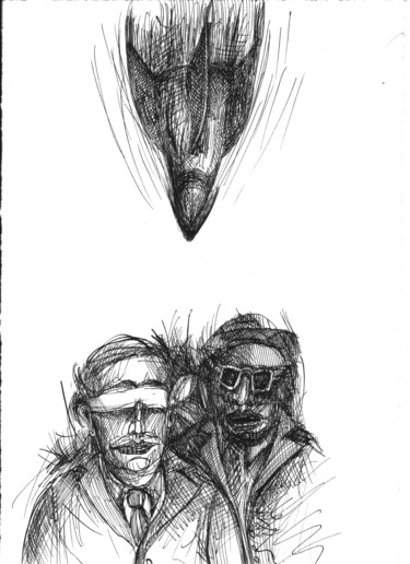 Zeichnungen mit dem Titel "Covid-19 contaminé28" von Pierre Andrillon (Jasinski), Original-Kunstwerk, Tinte