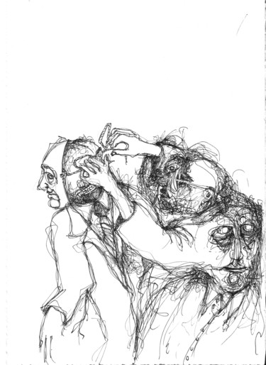 Desenho intitulada "Covid-19 contaminé29" por Pierre Andrillon (Jasinski), Obras de arte originais, Tinta