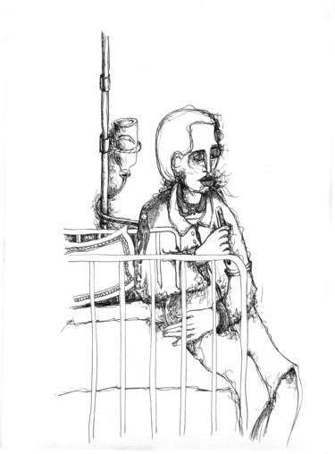 Zeichnungen mit dem Titel "Covid-19 contaminé54" von Pierre Andrillon (Jasinski), Original-Kunstwerk, Tinte