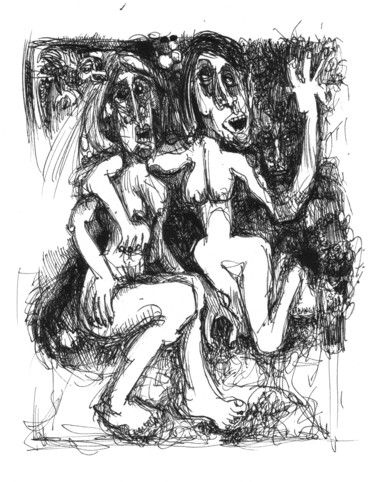 Disegno intitolato "Vol d'oiseau6" da Pierre Andrillon (Jasinski), Opera d'arte originale, Inchiostro