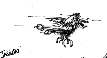Drawing titled "Vol d'oiseau11" by Pierre Andrillon (Jasinski), Original Artwork, Ink