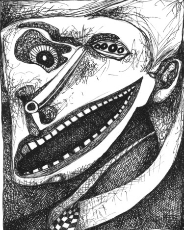 "Masque vaccin 5" başlıklı Resim Pierre Andrillon (Jasinski) tarafından, Orijinal sanat, Mürekkep