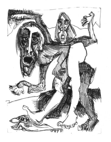 Disegno intitolato "Vol d'oiseau12" da Pierre Andrillon (Jasinski), Opera d'arte originale, Inchiostro