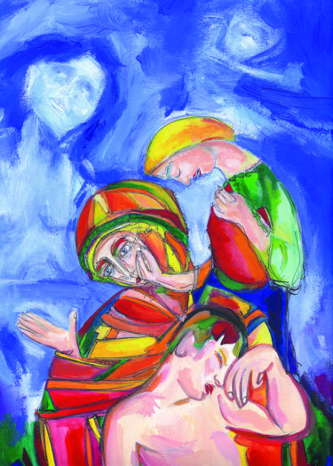 Malerei mit dem Titel "Sainte Marie" von Pierre Andrillon (Jasinski), Original-Kunstwerk, Acryl