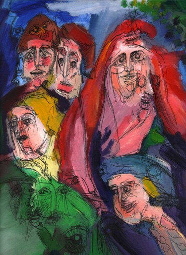 Peinture intitulée "Les apôtres 6" par Pierre Andrillon (Jasinski), Œuvre d'art originale, Acrylique