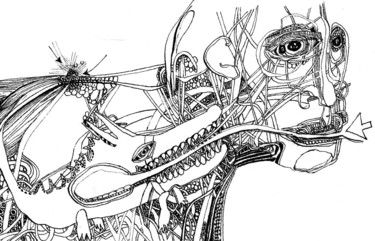 Zeichnungen mit dem Titel "Virus dos" von Pierre Andrillon (Jasinski), Original-Kunstwerk, Tinte