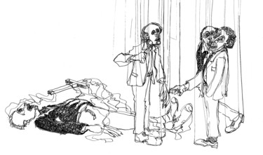 Disegno intitolato "Vacciné" da Pierre Andrillon (Jasinski), Opera d'arte originale, Inchiostro
