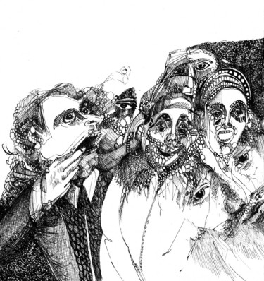 Zeichnungen mit dem Titel "Virus dent" von Pierre Andrillon (Jasinski), Original-Kunstwerk, Tinte