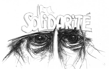 Drawing titled "Solidarité J" by Pierre Andrillon (Jasinski), Original Artwork, Ink