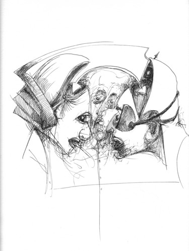 Dessin intitulée "Démoniaque" par Pierre Andrillon (Jasinski), Œuvre d'art originale, Crayon