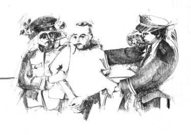 Dibujo titulada "Vacciné thrombosé1" por Pierre Andrillon (Jasinski), Obra de arte original, Tinta