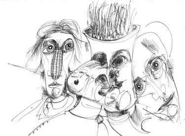 Zeichnungen mit dem Titel "Vaccinés virus" von Pierre Andrillon (Jasinski), Original-Kunstwerk, Tinte