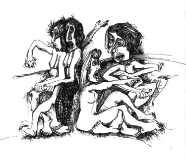 Drawing titled "Masqué1" by Pierre Andrillon (Jasinski), Original Artwork, Ink