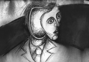 Рисунок под названием "Masqué2" - Pierre Andrillon (Jasinski), Подлинное произведение искусства, Чернила