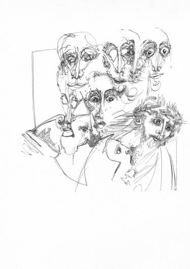 Drawing titled "Sans masque PA2" by Pierre Andrillon (Jasinski), Original Artwork, Ink