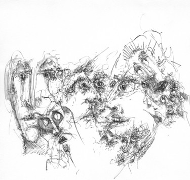 Dessin intitulée "Le masque perdu" par Pierre Andrillon (Jasinski), Œuvre d'art originale, Encre