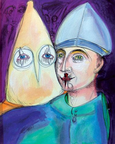 Painting titled "Les masques 2022" by Pierre Andrillon (Jasinski), Original Artwork, Acrylic