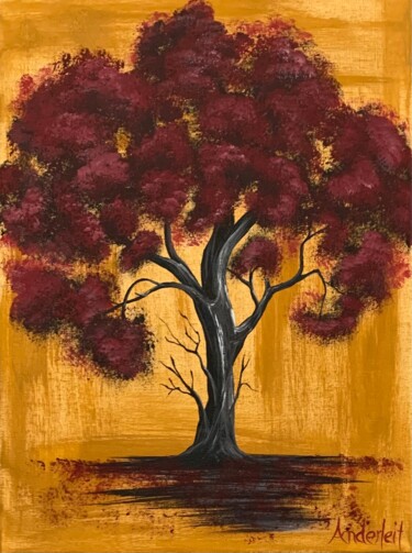 Malarstwo zatytułowany „Red Tree” autorstwa Jasmin Anderleit, Oryginalna praca, Akryl