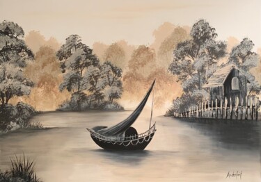 Ζωγραφική με τίτλο "Boat Trip" από Jasmin Anderleit, Αυθεντικά έργα τέχνης, Ακρυλικό