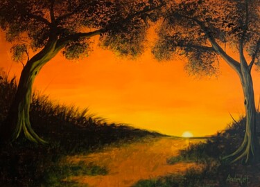 Schilderij getiteld "Evening Sun" door Jasmin Anderleit, Origineel Kunstwerk, Acryl