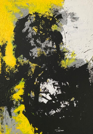 Malerei mit dem Titel "Man in black" von Jasmin Anderleit, Original-Kunstwerk, Acryl