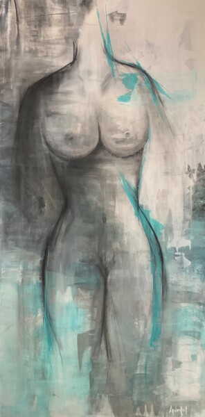 Malerei mit dem Titel "Stripped" von Jasmin Anderleit, Original-Kunstwerk, Acryl