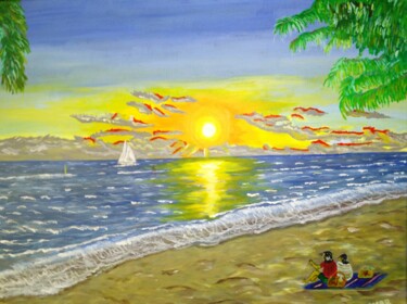 Pittura intitolato "plage ermitage.jpg" da Jasmin V, Opera d'arte originale, Acrilico