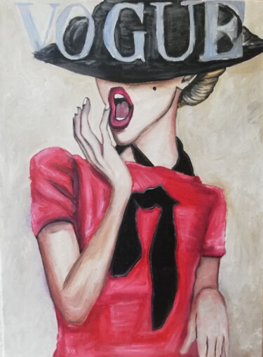 Schilderij getiteld "cover girl" door Jasmina Vuckovic, Origineel Kunstwerk, Olie