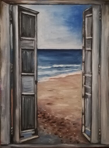 Painting titled "view through the op…" by Jasmina Vuckovic, Original Artwork, Oil