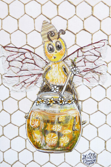 Malerei mit dem Titel "L’Abeille Cuisinière" von Jasmine Taibbe, Original-Kunstwerk, Acryl