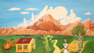 Malerei mit dem Titel "Olymp Fantasy" von Jasmin B. Pront, Original-Kunstwerk, Acryl