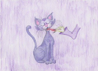 Zeichnungen mit dem Titel "Katzenzunge" von Jasmin B. Pront, Original-Kunstwerk, Bleistift