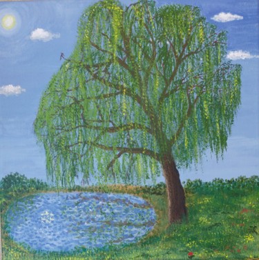Malerei mit dem Titel "Weeping Willow for…" von Jasmin B. Pront, Original-Kunstwerk, Acryl