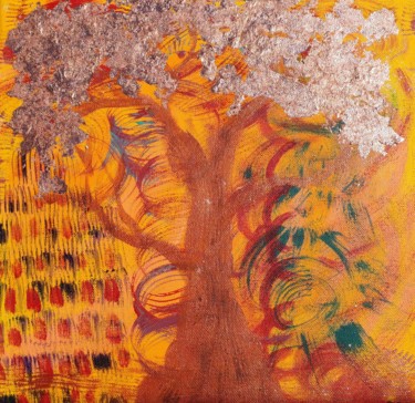 Malerei mit dem Titel "Kupferbaum" von Jasmin B. Pront, Original-Kunstwerk, Acryl
