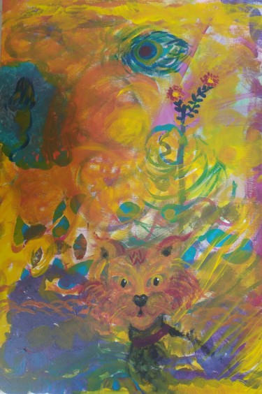 Malerei mit dem Titel "redcat" von Jasmin B. Pront, Original-Kunstwerk, Acryl