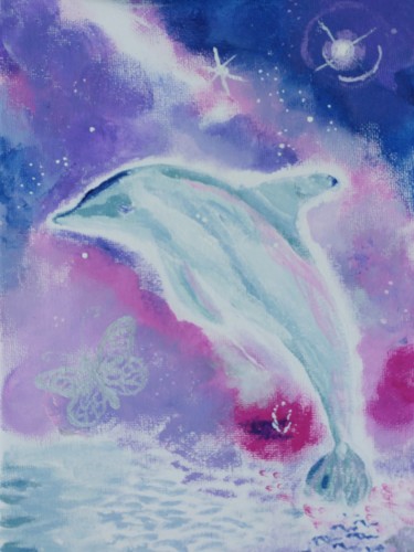 Malerei mit dem Titel "Delphine for Amina" von Jasmin B. Pront, Original-Kunstwerk, Acryl