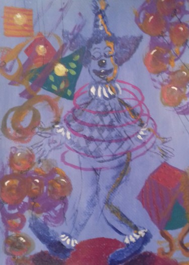 Malerei mit dem Titel "Happy Clown" von Jasmin B. Pront, Original-Kunstwerk, Acryl