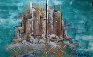 Malerei mit dem Titel "Azur City" von Jasna Milosavac, Original-Kunstwerk, Acryl