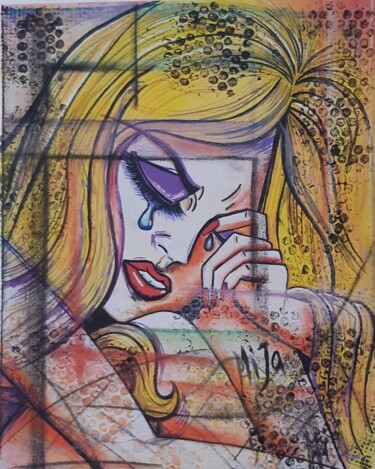 Schilderij getiteld "Sad" door Jasna Milosavac, Origineel Kunstwerk, Acryl