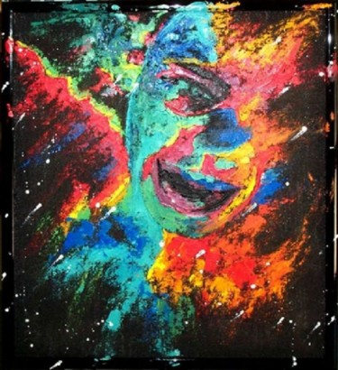 Pittura intitolato "Clown in fiamme" da Jason, Opera d'arte originale, Olio