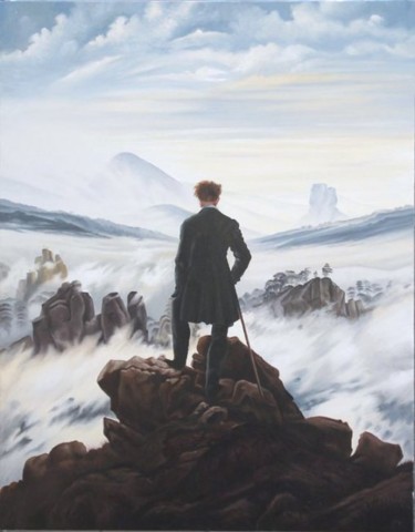 Pittura intitolato "Viandante sul mare…" da Jason, Opera d'arte originale