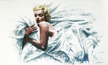 Pittura intitolato ""Marilyn con cuscin…" da Jason, Opera d'arte originale
