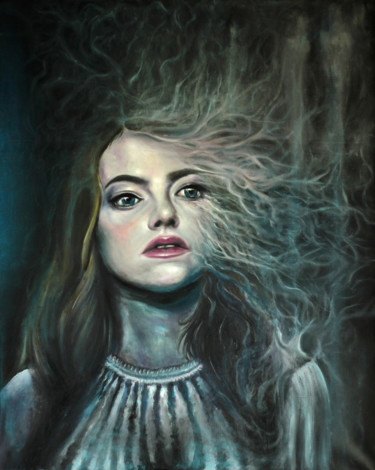 Картина под названием "Conscience - Portra…" - Jessica Astier, Подлинное произведение искусства, Масло Установлен на Деревян…