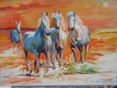 Peinture intitulée "Féérie de chevaux s…" par Véronique Lancien, Œuvre d'art originale