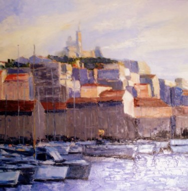 Peinture intitulée "Marseille en fin d'…" par Véronique Lancien, Œuvre d'art originale