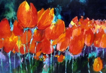 Peinture intitulée "les tulipes n°2" par Véronique Lancien, Œuvre d'art originale